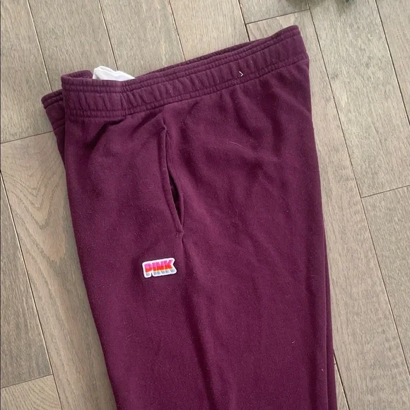 Pink Maroon Hoodie & Sweatpants Set - 'Love Pink’ With Sequence & Logo, Small/Xs - Picture 5 of 14